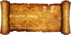 Klopfer Emma névjegykártya